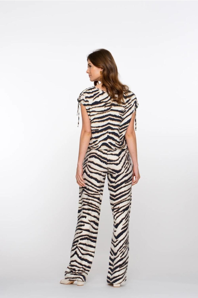 STRAIGHT LEG PANTALON MET ZEBRA PRINT 51410 20 000720 SAND/BLACK